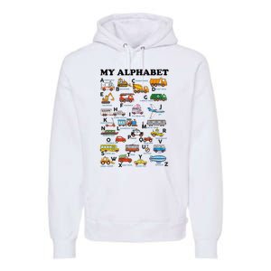 Alphabet Construction Vehicles ABC Learning Teaching Premium Hoodie