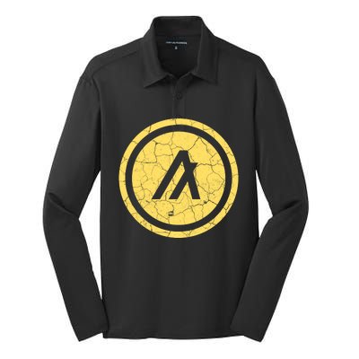 Algorand Crypto Vintage Coin Silk Touch Performance Long Sleeve Polo