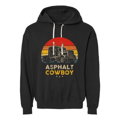 Asphalt Cowboy Vintage Trucker Retro Style Garment-Dyed Fleece Hoodie