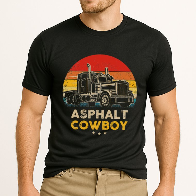 Asphalt Cowboy Vintage Trucker Retro Style Cooling Performance Crew T-Shirt