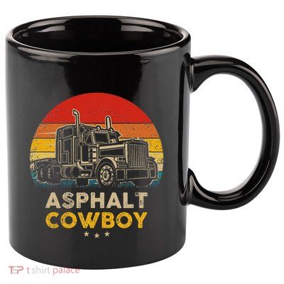 Asphalt Cowboy Vintage Trucker Retro Style 11oz C Handle Ceramic Mug