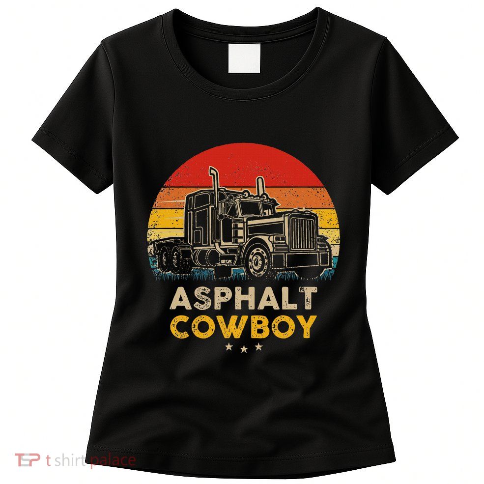 Asphalt Cowboy Vintage Trucker Retro Style Womens T-Shirt