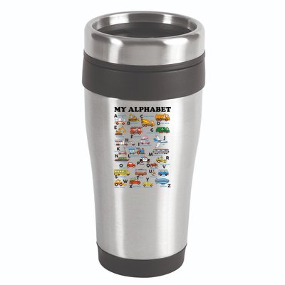 Alphabet Construction Vehicles Abc Learning Teaching 16oz Travel Tumbler