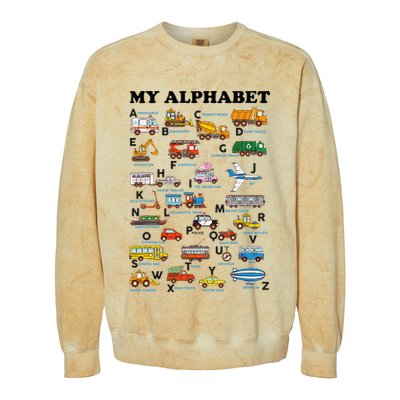 Alphabet Construction Vehicles Abc Learning Teaching Colorblast Crewneck Sweatshirt