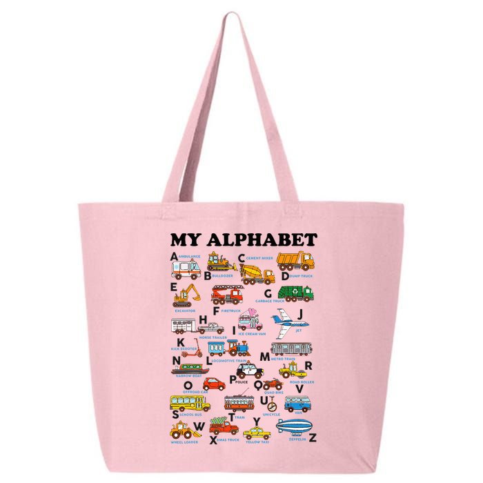 Alphabet Construction Vehicles Abc Learning Teaching 25L Jumbo Tote