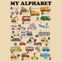Alphabet Construction Vehicles Abc Learning Teaching Drawstring Bag