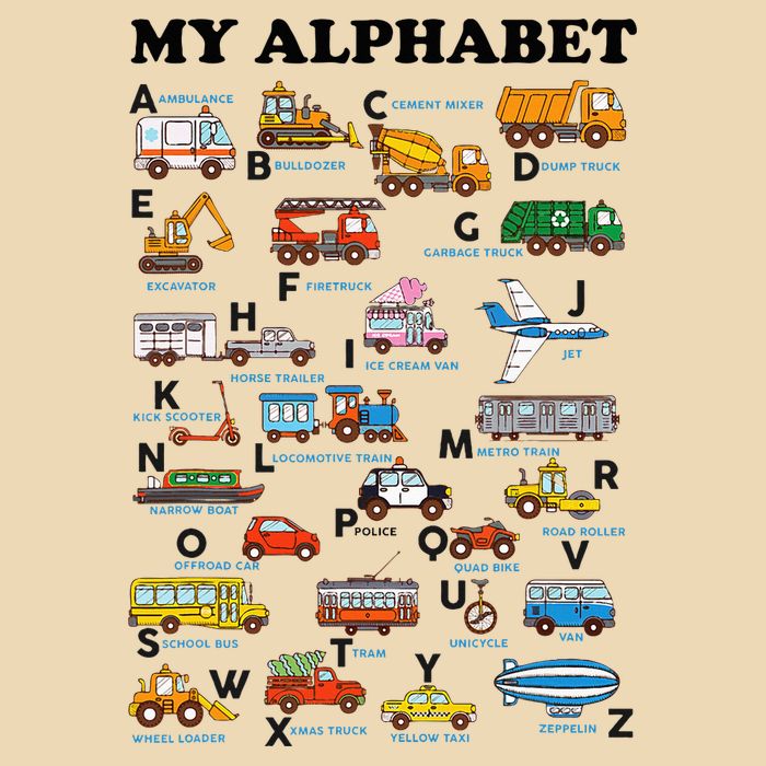 Alphabet Construction Vehicles Abc Learning Teaching Drawstring Bag