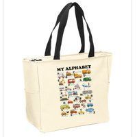 Alphabet Construction Vehicles Abc Learning Teaching Zip Tote Bag