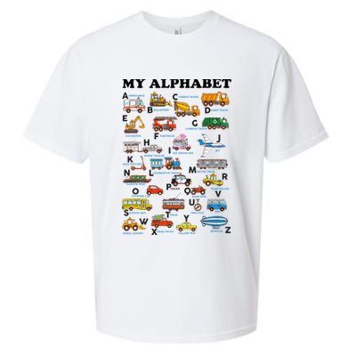 Alphabet Construction Vehicles Abc Learning Teaching Sueded Cloud Jersey T-Shirt