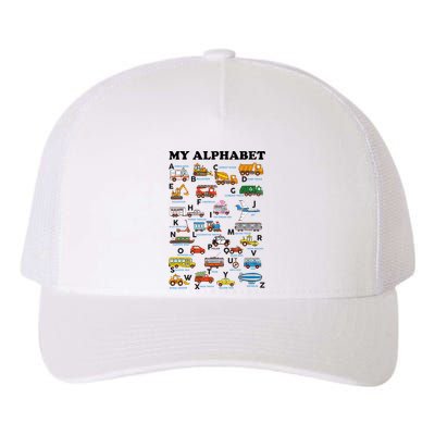 Alphabet Construction Vehicles Abc Learning Teaching Yupoong Adult 5-Panel Trucker Hat