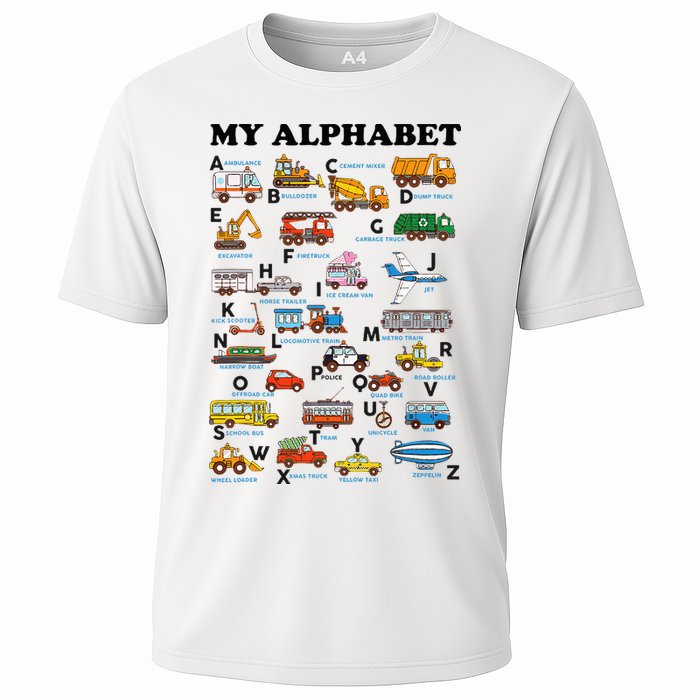 Alphabet Construction Vehicles Abc Learning Teaching Performance Shirt