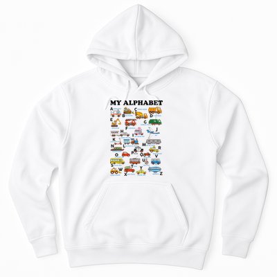 Alphabet Construction Vehicles Abc Learning Teaching Hoodie