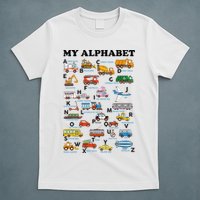 Alphabet Construction Vehicles Abc Learning Teaching T-Shirt