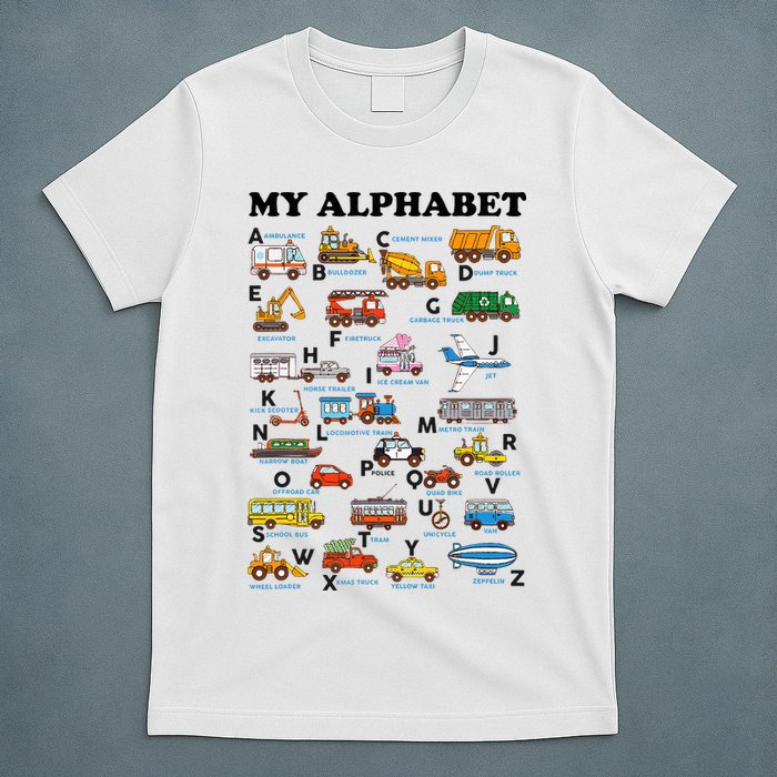 Alphabet Construction Vehicles Abc Learning Teaching T-Shirt