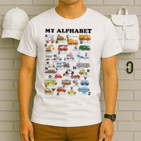 Alphabet Construction Vehicles Abc Learning Teaching T-Shirt