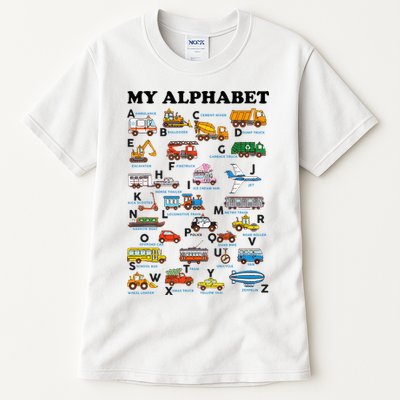 Alphabet Construction Vehicles Abc Learning Teaching Tall T-Shirt