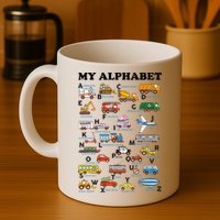 Alphabet Construction Vehicles Abc Learning Teaching Mug