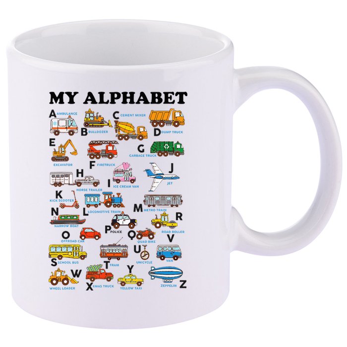 Alphabet Construction Vehicles Abc Learning Teaching 11oz C Handle Ceramic Mug