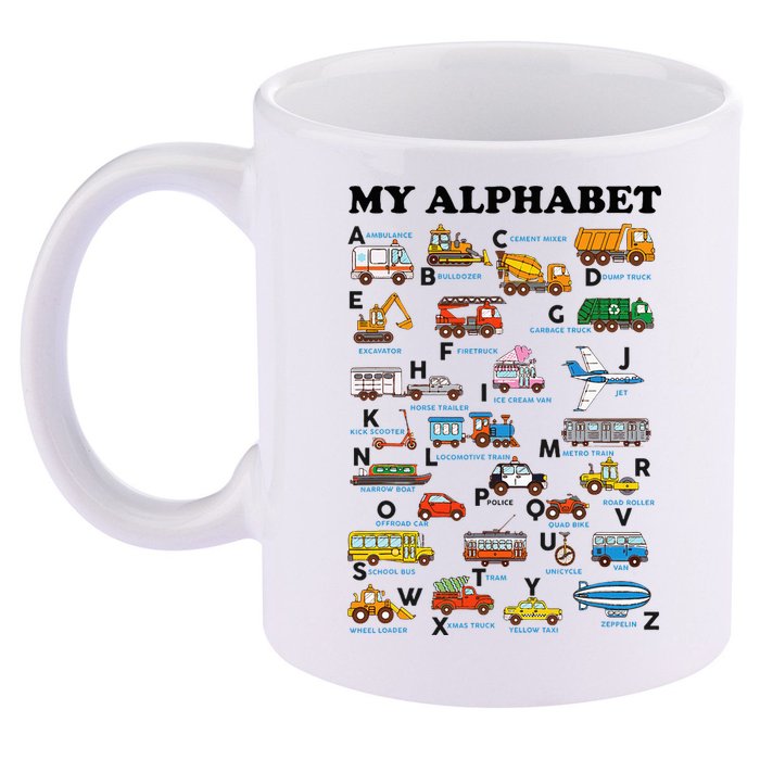 Alphabet Construction Vehicles Abc Learning Teaching 11oz C Handle Ceramic Mug