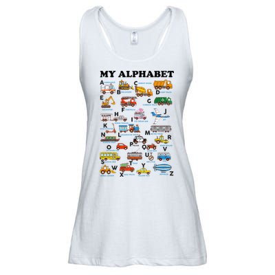 Alphabet Construction Vehicles Abc Learning Teaching Ladies Essential Flowy Tank
