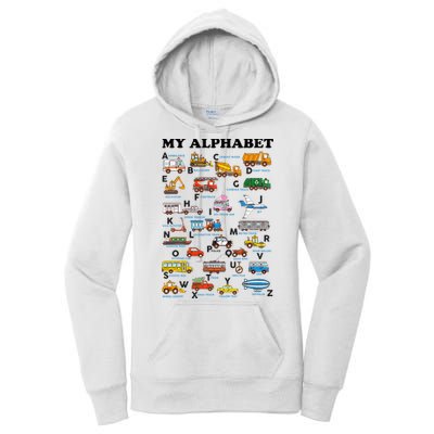 Alphabet Construction Vehicles Abc Learning Teaching Women's Pullover Hoodie