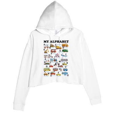 Alphabet Construction Vehicles Abc Learning Teaching Crop Fleece Hoodie
