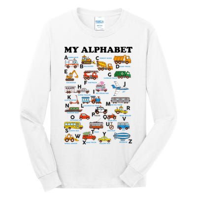Alphabet Construction Vehicles Abc Learning Teaching Tall Long Sleeve T-Shirt