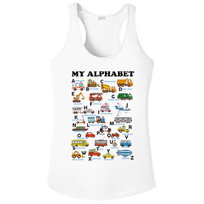 Alphabet Construction Vehicles Abc Learning Teaching Ladies PosiCharge Competitor Racerback Tank