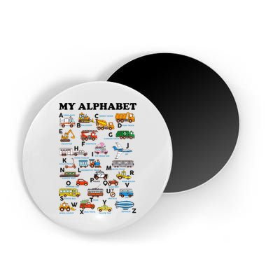 Alphabet Construction Vehicles Abc Learning Teaching Magnet