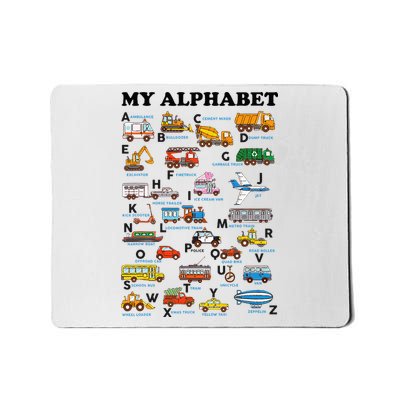 Alphabet Construction Vehicles Abc Learning Teaching Mousepad