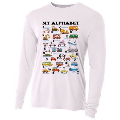 Alphabet Construction Vehicles Abc Learning Teaching Cooling Performance Long Sleeve Crew