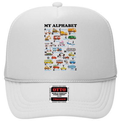 Alphabet Construction Vehicles Abc Learning Teaching Trucker Hat