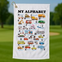 Alphabet Construction Vehicles Abc Learning Teaching Golf Towel