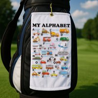 Alphabet Construction Vehicles Abc Learning Teaching Golf Towel