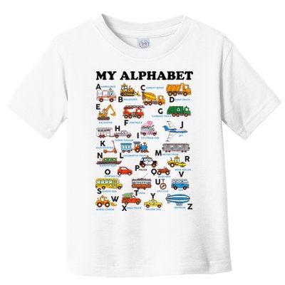 Alphabet Construction Vehicles Abc Learning Teaching Toddler T-Shirt
