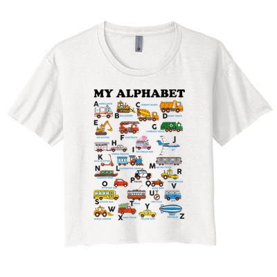 Alphabet Construction Vehicles Abc Learning Teaching Crop Top