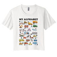 Alphabet Construction Vehicles Abc Learning Teaching Women's Crop Top Tee