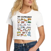 Alphabet Construction Vehicles Abc Learning Teaching Women's Crop Top Tee