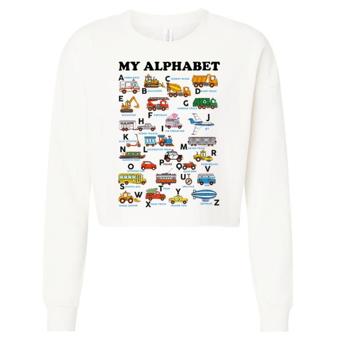 Alphabet Construction Vehicles Abc Learning Teaching Cropped Pullover Crew