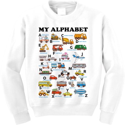 Alphabet Construction Vehicles Abc Learning Teaching Kids Sweatshirt