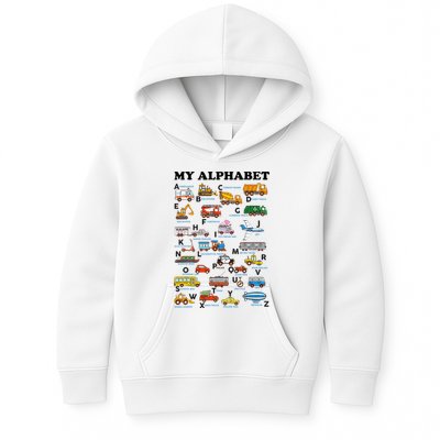 Alphabet Construction Vehicles Abc Learning Teaching Kids Hoodie