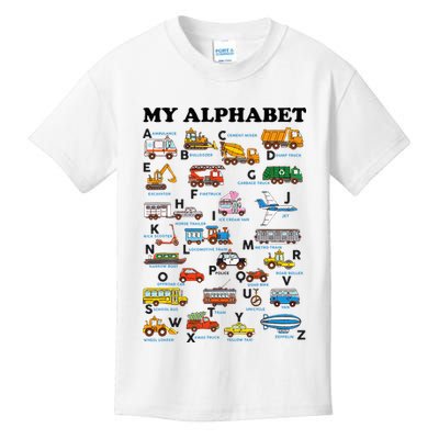 Alphabet Construction Vehicles Abc Learning Teaching Kids T-Shirt
