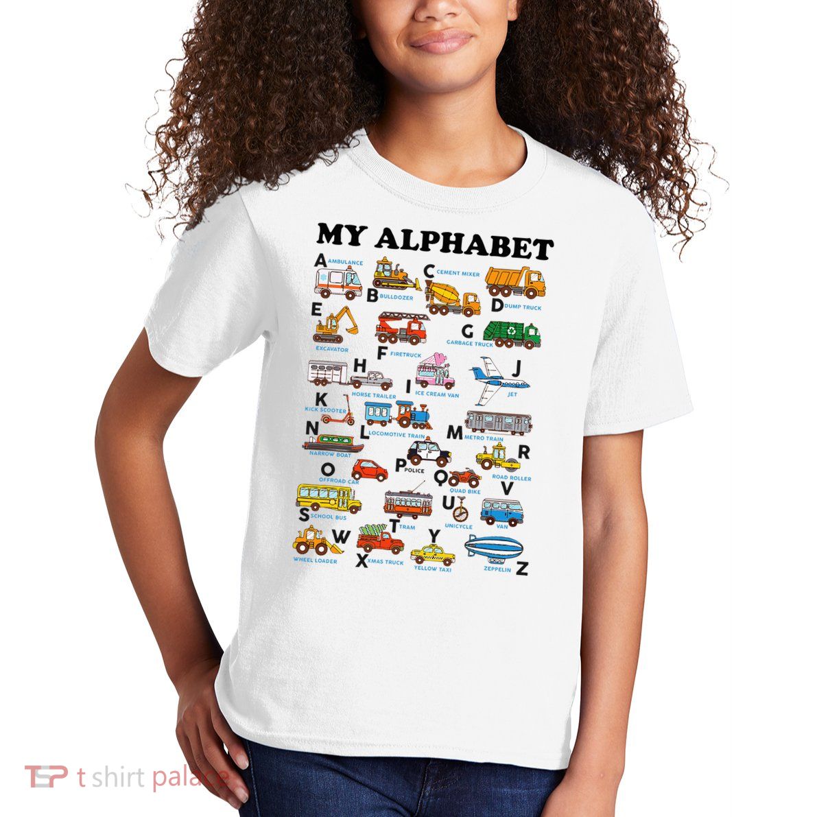 Alphabet Construction Vehicles Abc Learning Teaching Kids T-Shirt