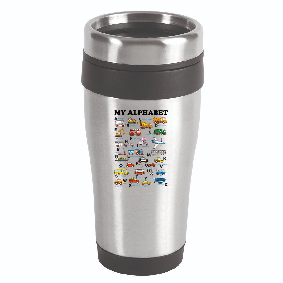 Alphabet Construction Vehicles Abc Learning Teaching 16oz Travel Tumbler