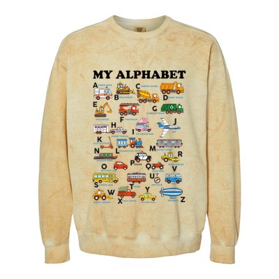 Alphabet Construction Vehicles Abc Learning Teaching Colorblast Crewneck Sweatshirt