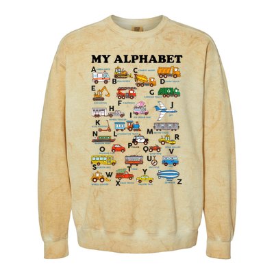 Alphabet Construction Vehicles Abc Learning Teaching Colorblast Crewneck Sweatshirt