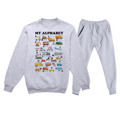 Alphabet Construction Vehicles Abc Learning Teaching Premium Crewneck Sweatsuit Set