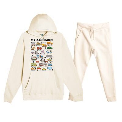 Alphabet Construction Vehicles Abc Learning Teaching Premium Hooded Sweatsuit Set