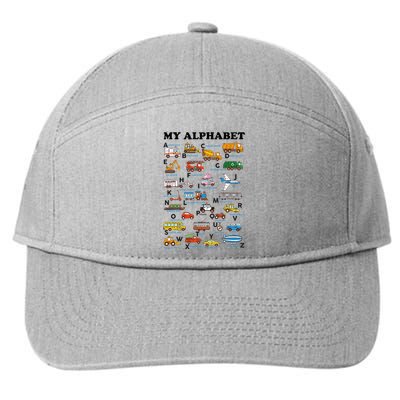 Alphabet Construction Vehicles Abc Learning Teaching 7-Panel Snapback Hat
