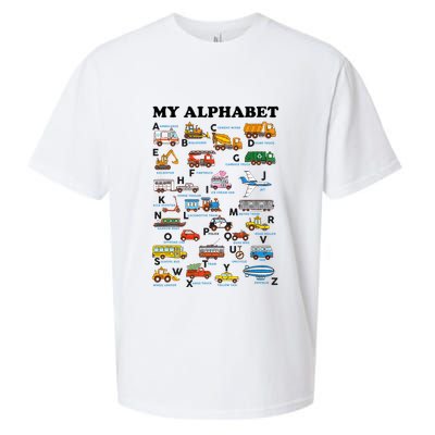 Alphabet Construction Vehicles Abc Learning Teaching Sueded Cloud Jersey T-Shirt